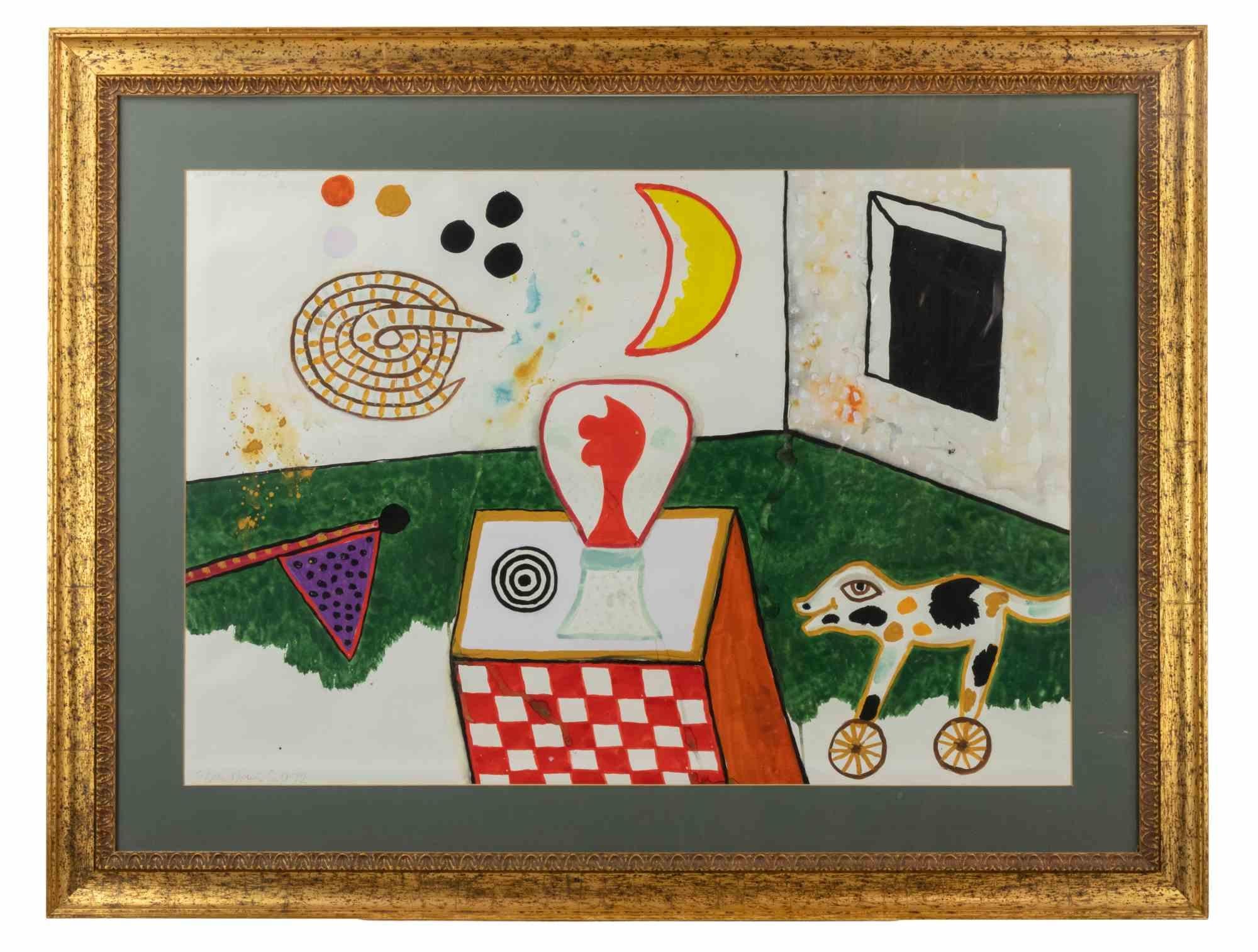 Magic Camp n. 16 - Mixed Media by Alan Davie - 1972