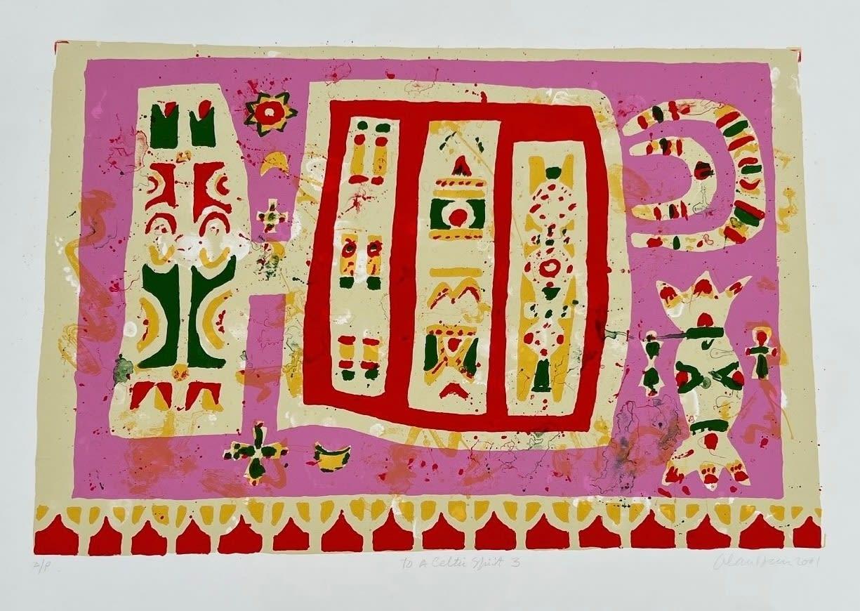 Celtic Spirit III by Alan Davie, 2001

Additional information:
Medium: screenprint
74.5 x 97.5 cm (unframed)
29 3/8 x 38 3/8 in
signed, dated and numbered in pencil

Alan Davie is one of Scotland's most internationally recognised artists with works