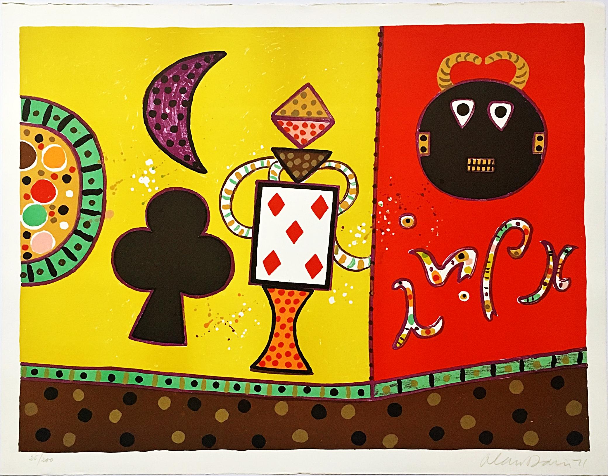 Guli Wall rara litografia degli anni '70 del famoso artista pop scozzese Alan Davie Firmato/N in vendita 1