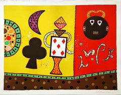 Guli Wall rare 1970s lithograph by famed Scottish Pop artist Alan Davie Signed/N