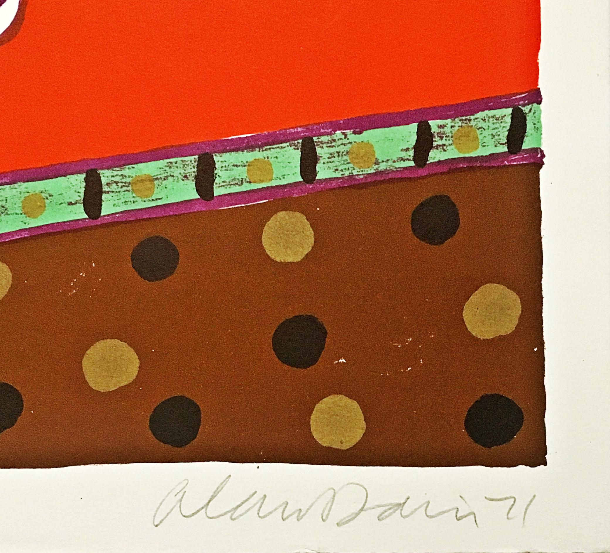 Guli Wall rara litografia degli anni '70 del famoso artista pop scozzese Alan Davie Firmato/N in vendita 2