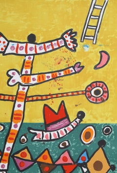 Olympische Spiele Muenchen, Signed Folk Art Lithograph by Alan Davie