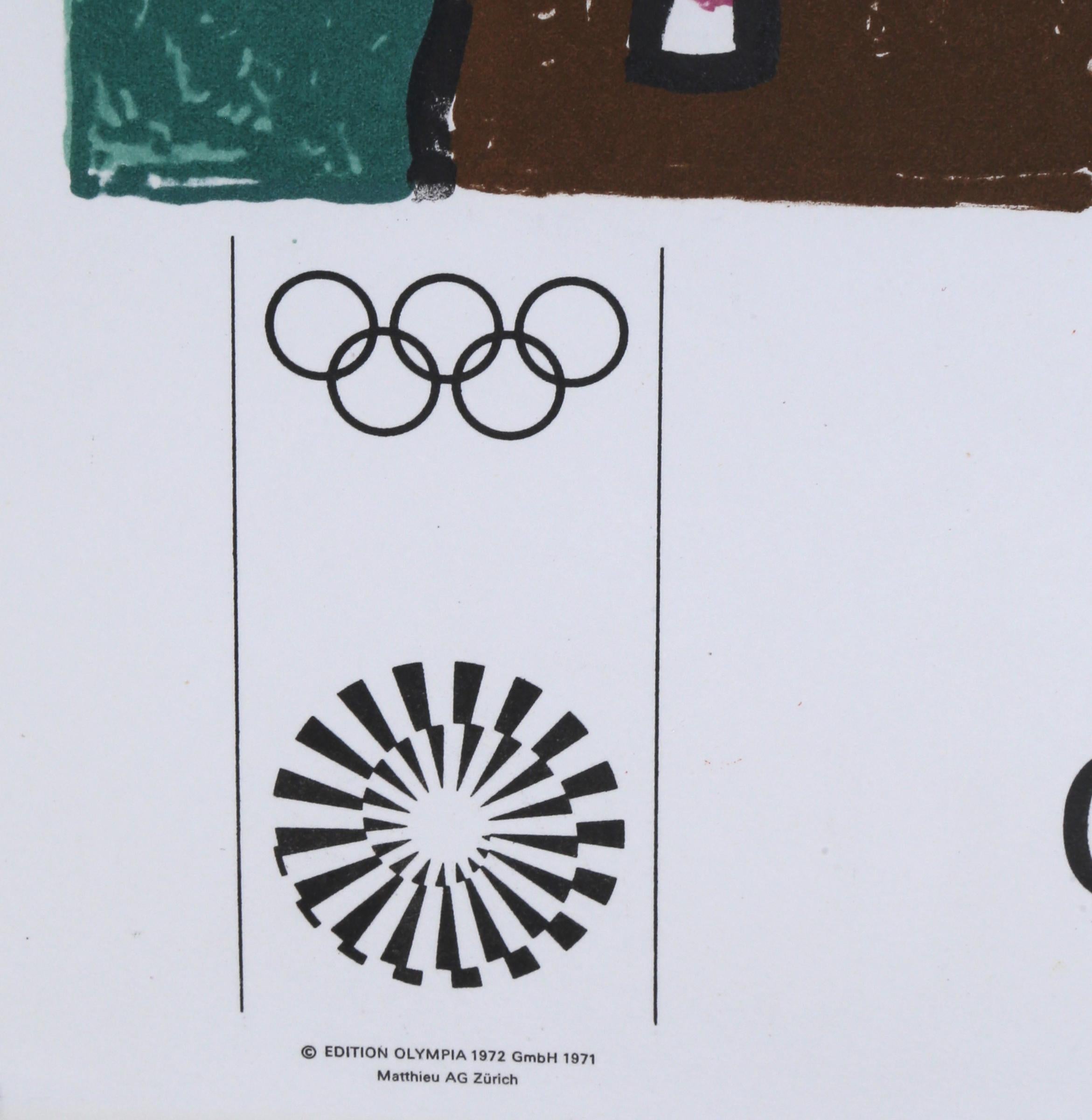 Olympische Spiele Muenchen, Litografía de arte popular firmada por Alan Davie en venta 3