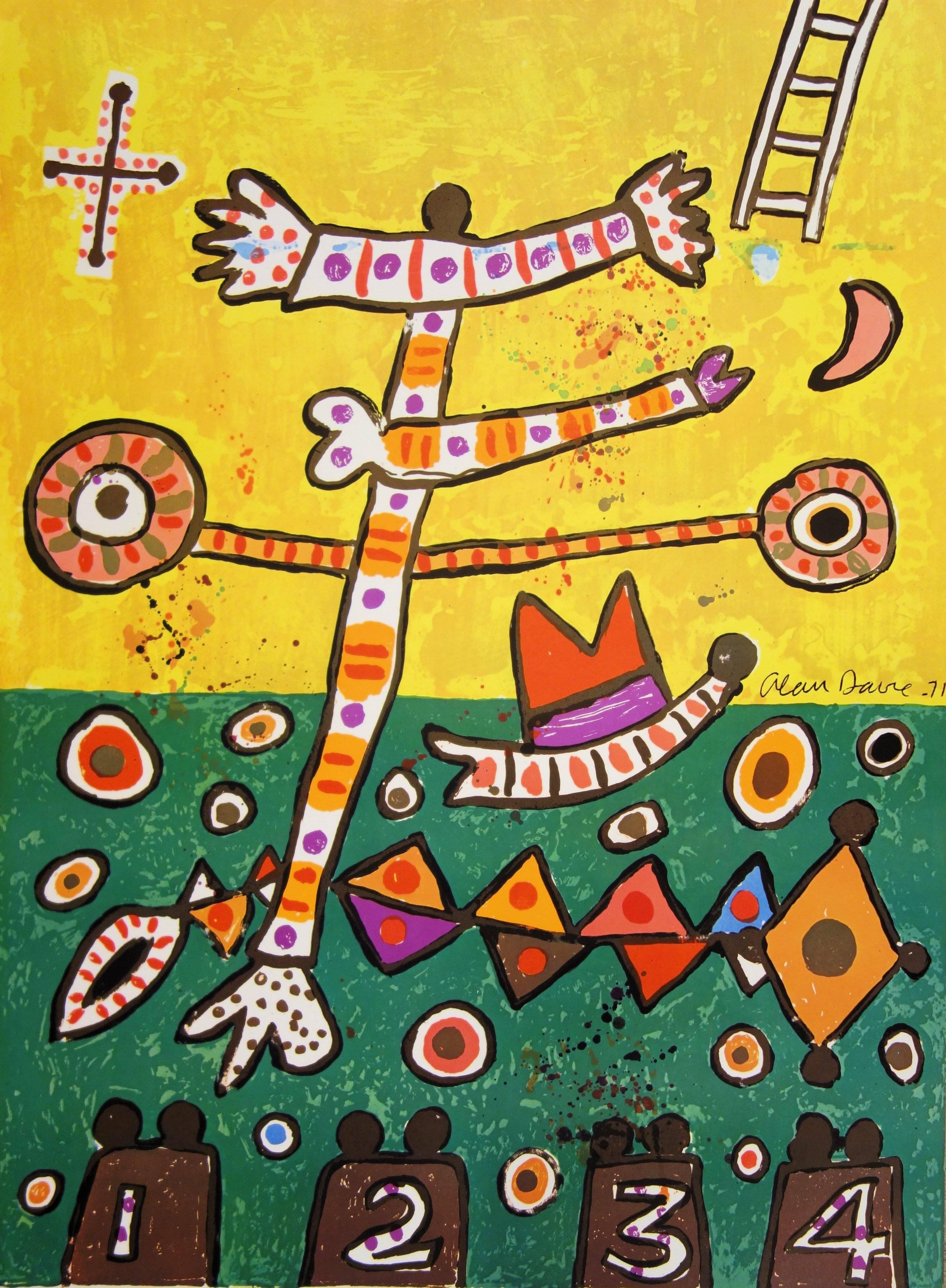 Sport Party - Lithograph (Olympic Games Munich 1972) - Abstract Print by Alan Davie