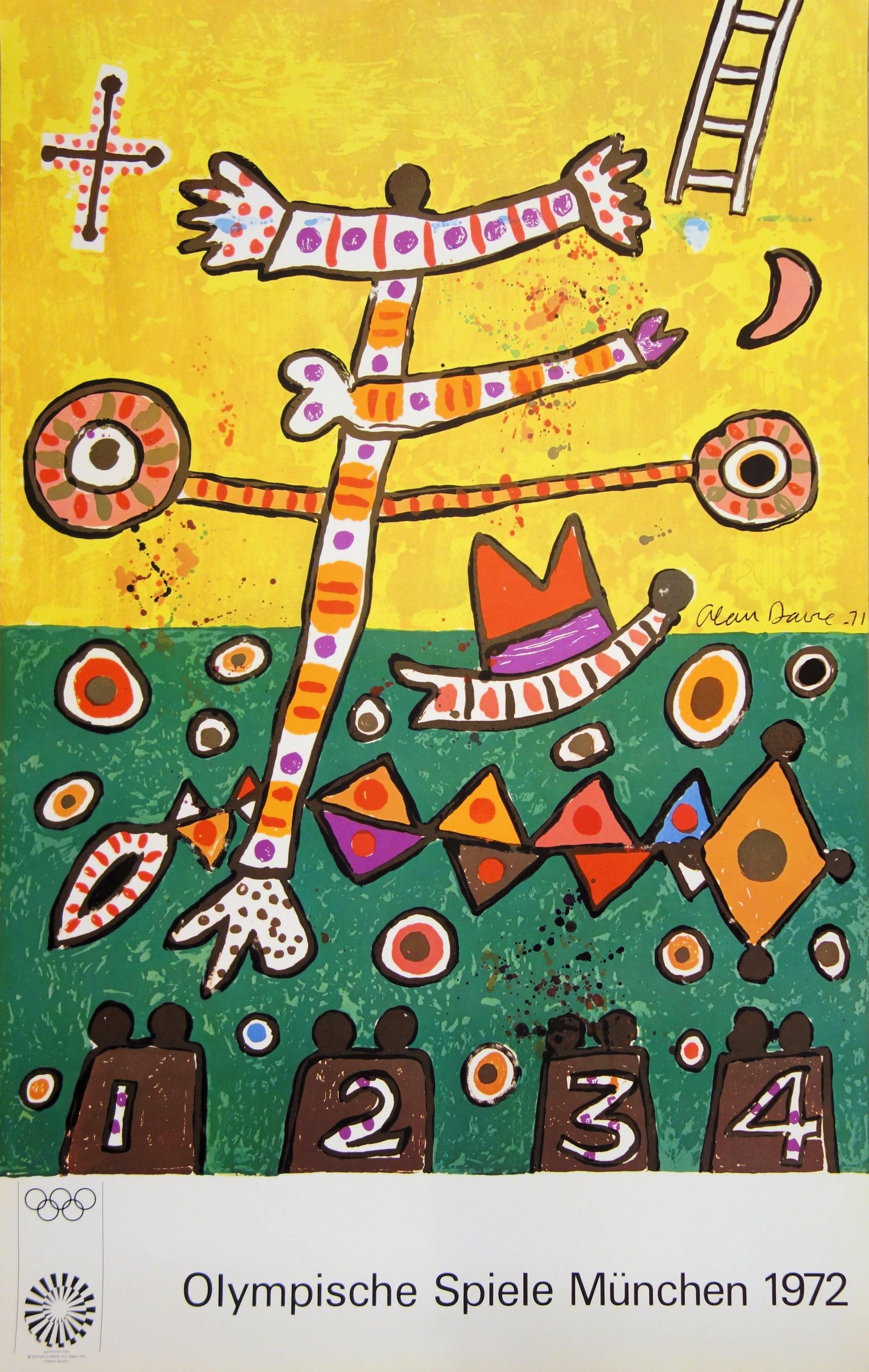 Alan Davie Figurative Print - Sport Party - Lithograph (Olympic Games Munich 1972)