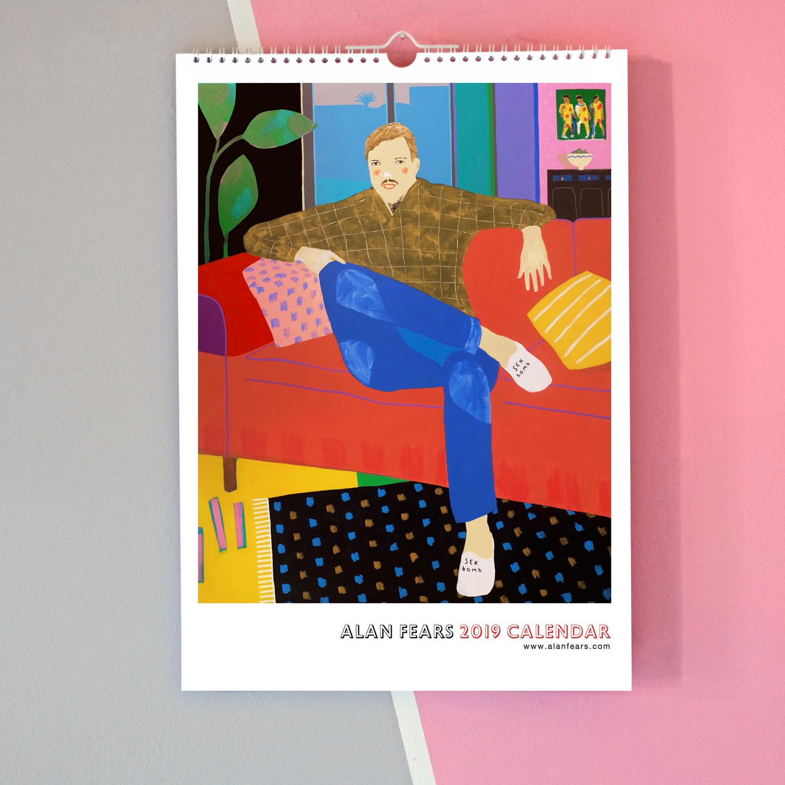 English Alan Fears 2019 A3 Wall Calendar Figurative Painting Pop Art