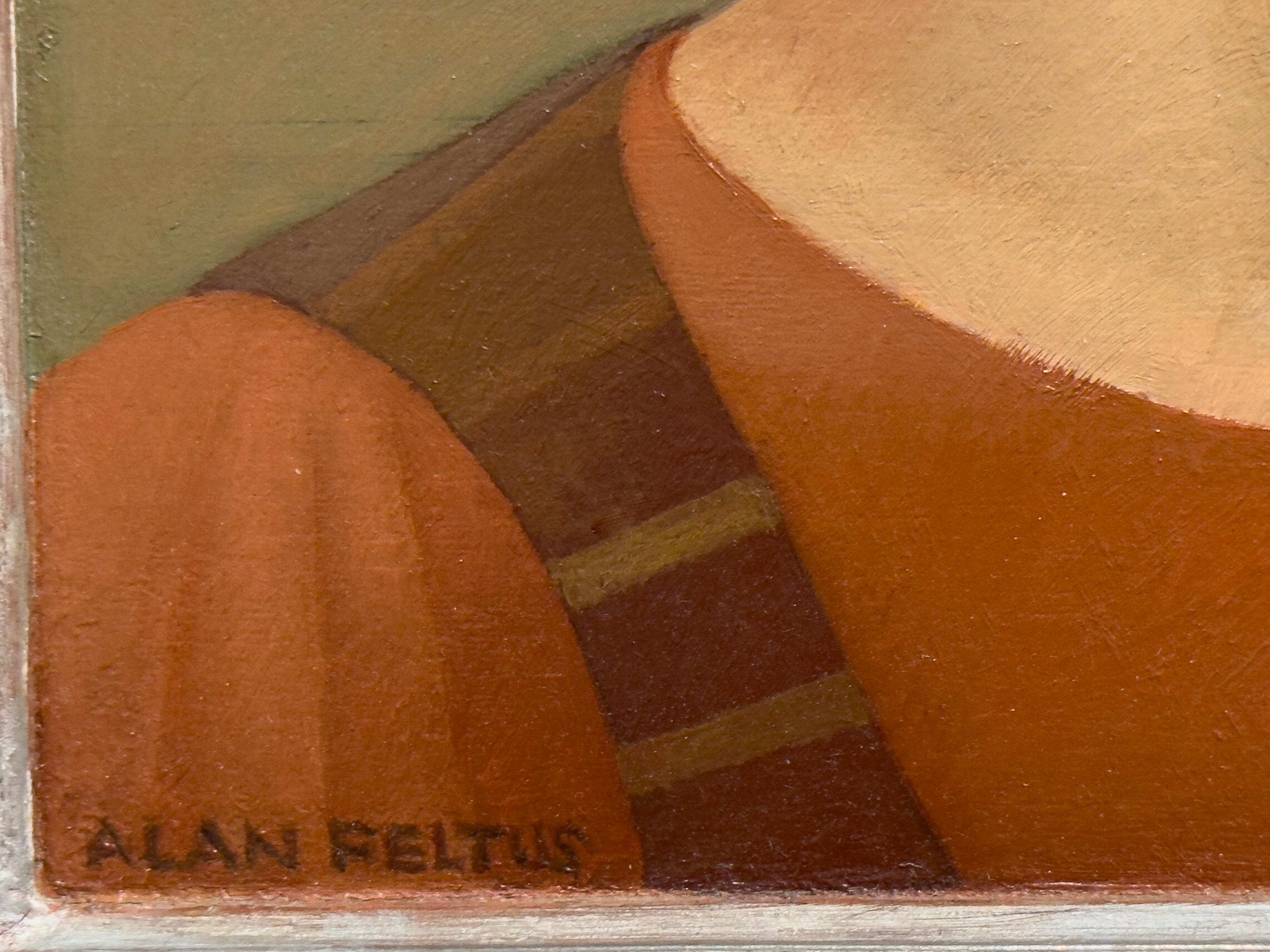 UNTITled (WOMAN & LANDSCAPE) - Portrait / Italie / Figure féminine - Marron Portrait Painting par Alan Feltus