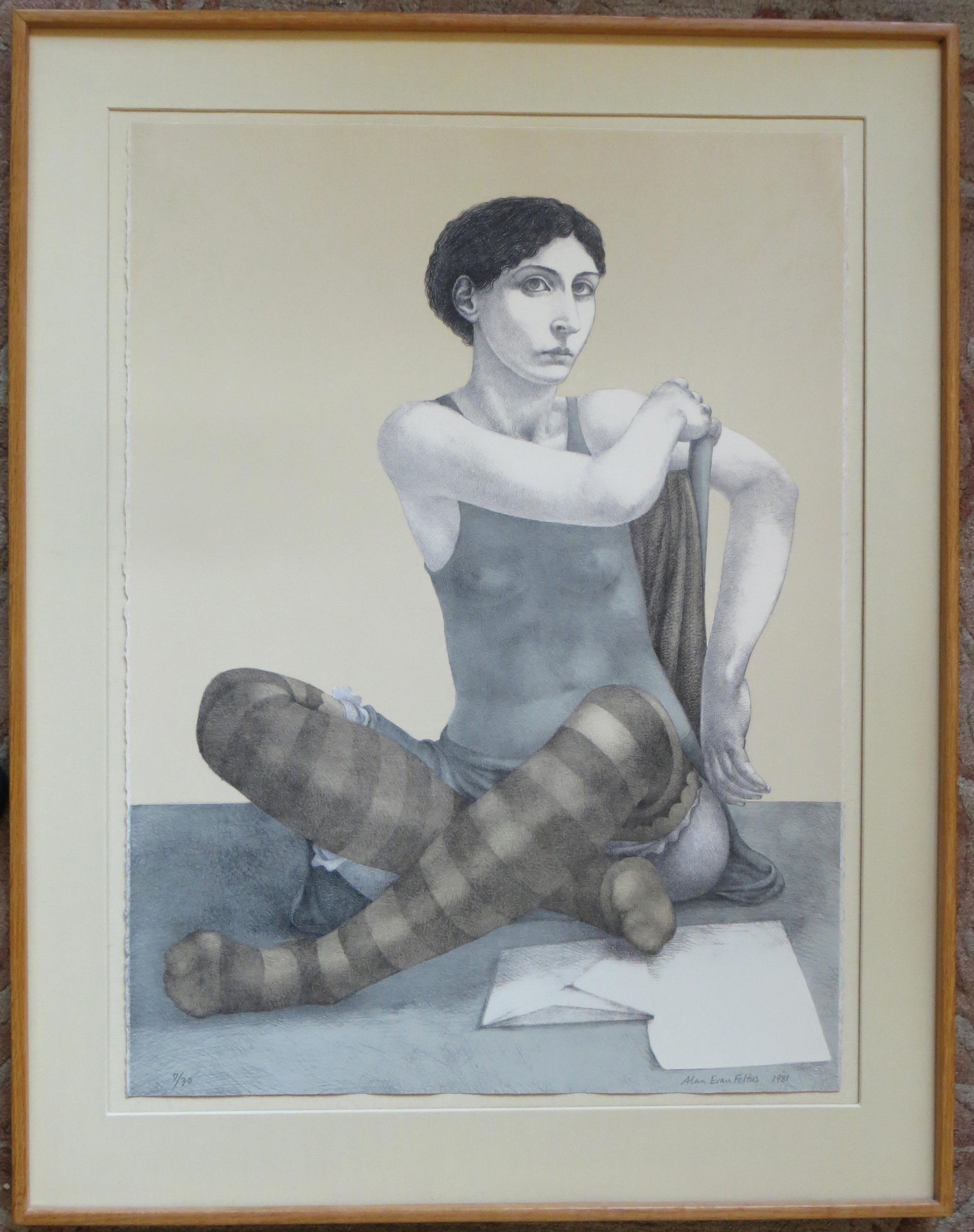 Figurative Print Alan Feltus - Dancer at Rest (danse au repos)