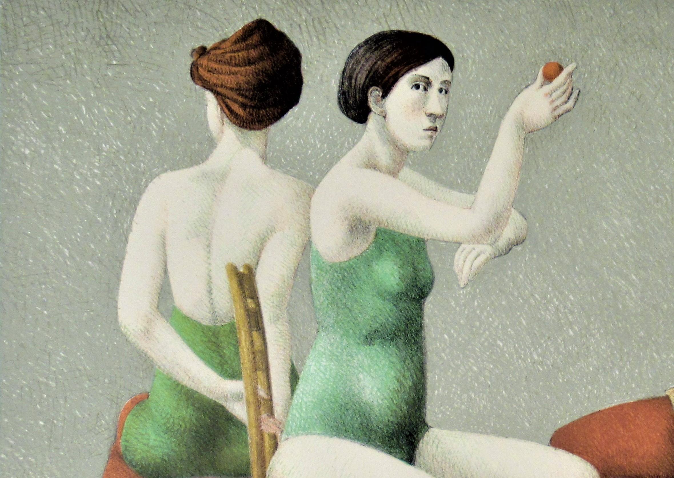 Drei Tänzerinnen (Beige), Figurative Print, von Alan Feltus