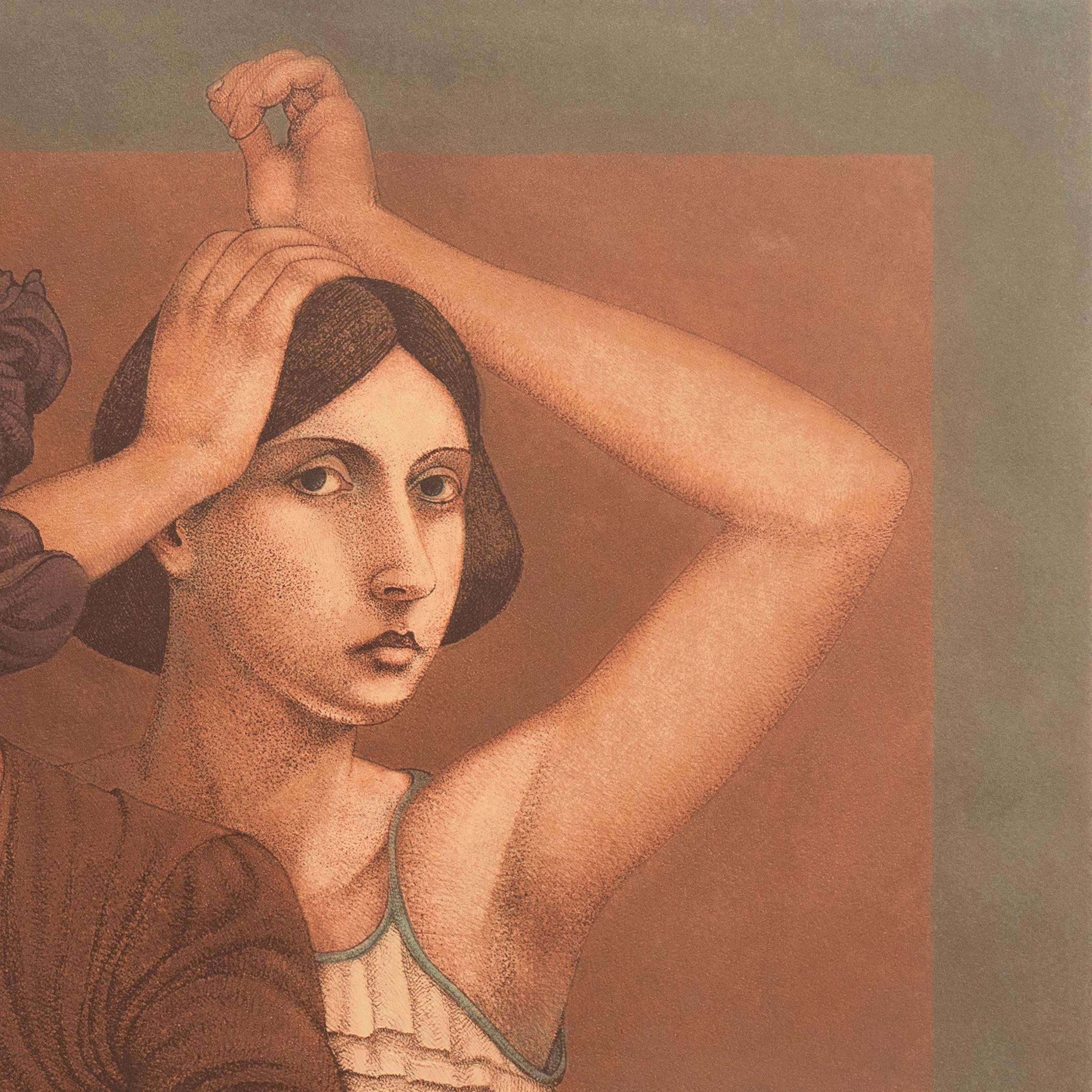 'Two Women', Yale, Cooper Union, Prix de Rome, Tyler School of Art, Smithsonian - Brown Figurative Print by Alan Feltus