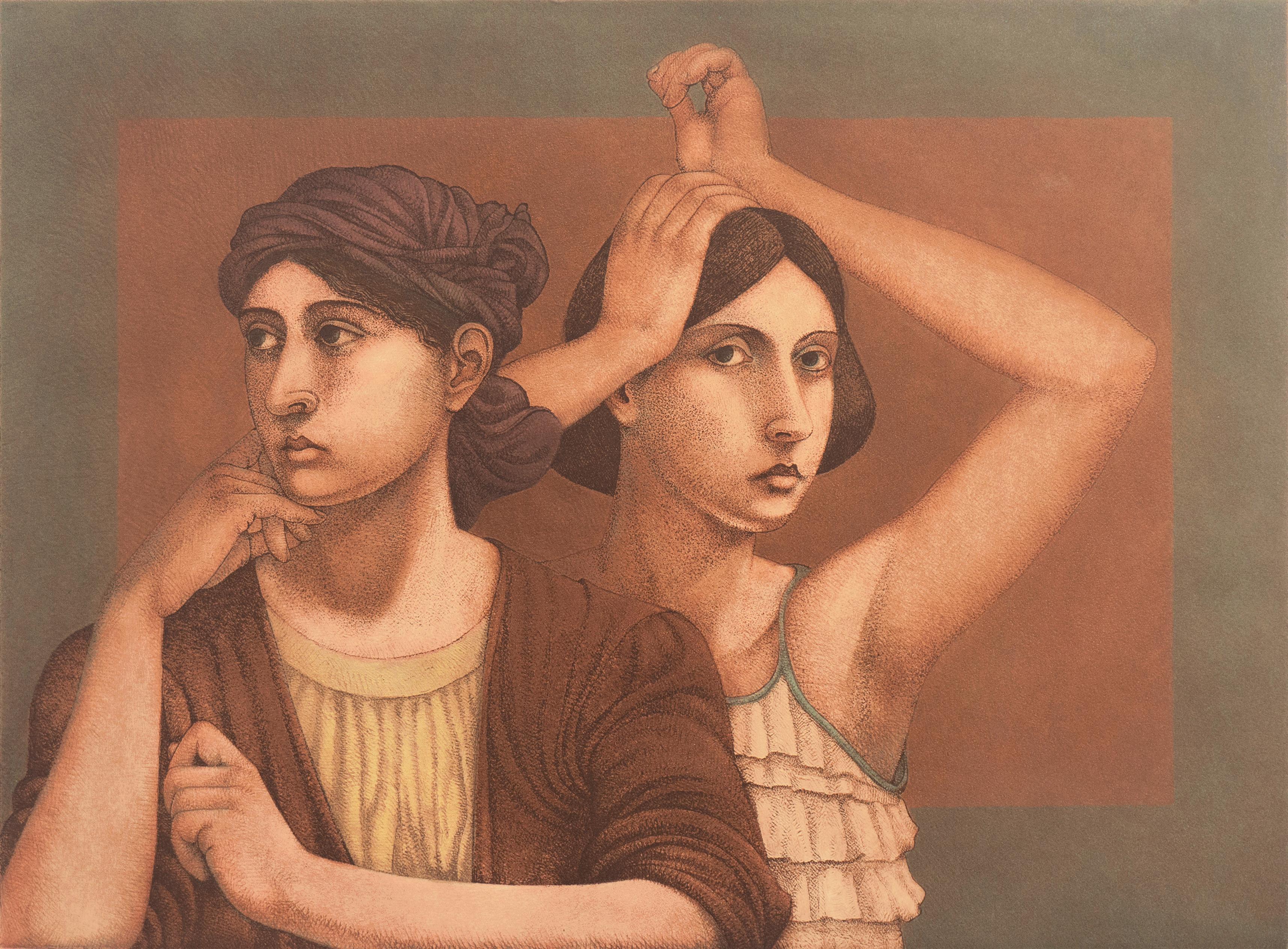 Alan Feltus Figurative Print - 'Two Women', Yale, Cooper Union, Prix de Rome, Tyler School of Art, Smithsonian