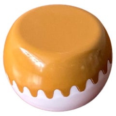 Alan Fletcher Mini Space Age White Caramel Melamine Clam Ashtray Spain 1970s