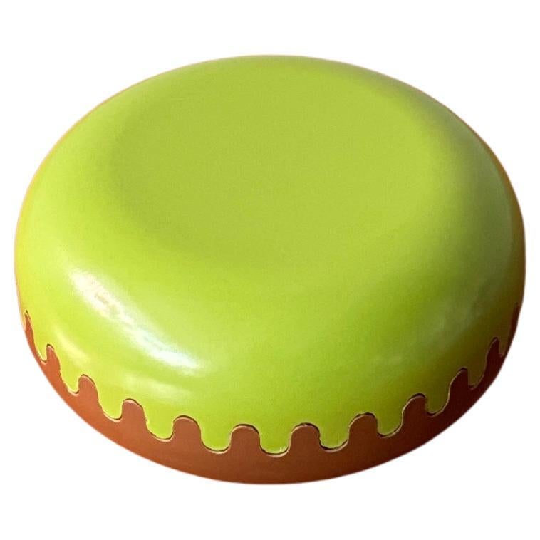 Alan Fletcher Space Age Green Brown Melamine Clam Ashtray Spain 1970s NOS For Sale