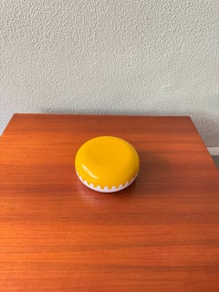 Alan Fletcher Space Age White Yellow Melamine Clam Ashtray 1970s Spain NOS