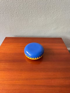 Alan Fletcher Cenicero Almeja de Plástico Amarillo Azul de la Era Espacial España 1970s Design Form