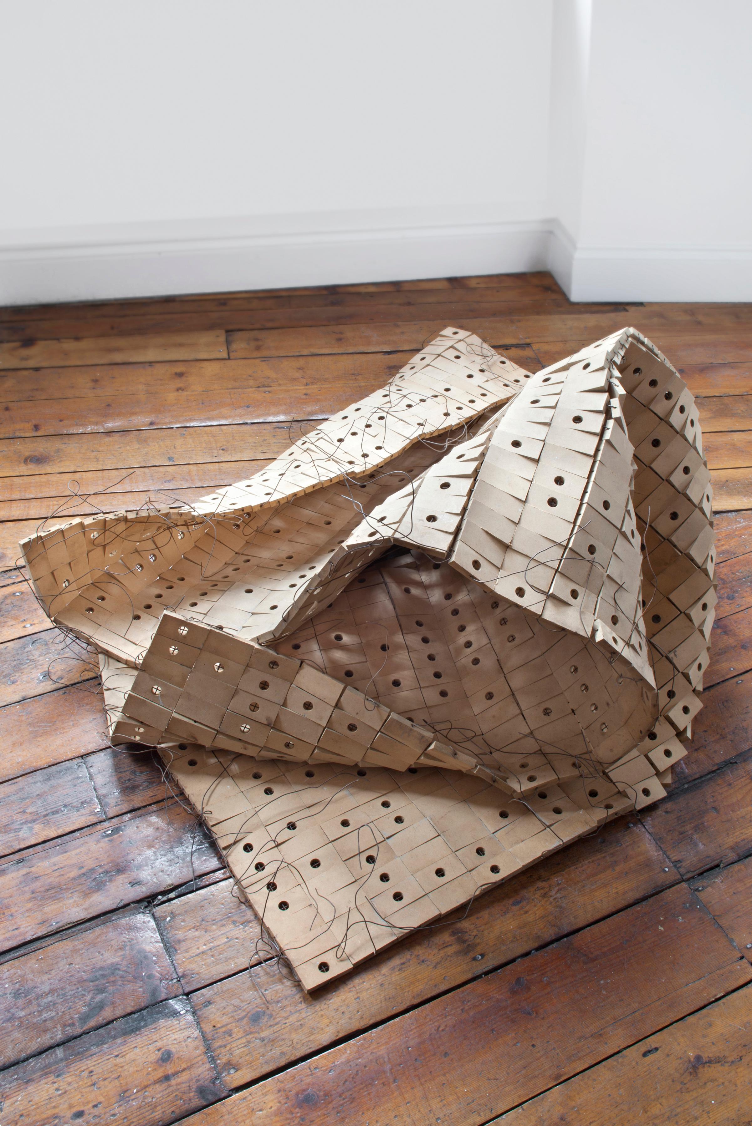 Eight by Four (Variation), 1994, MDF, iron wire, 96 1/10 × 48 × 2/5 in; 244 × 122 × 1 cm (variable)

Alan Franklin’s drawings and sculptures are a playful exploration of materials and processes, as well as of our perception.  Proceeding from a