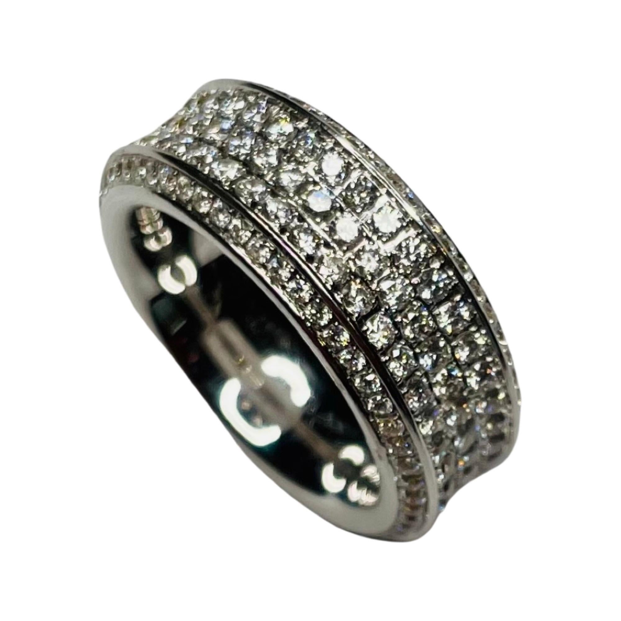 Round Cut Alan Friedman 18K White Gold and Diamond Eternity Band For Sale