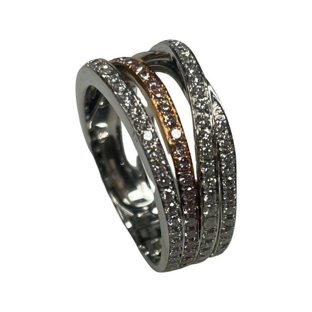 Alan Friedman 18KW & Roségold Ring mit weißen und ausgefallenen rosa Diamanten (Zeitgenössisch) im Angebot