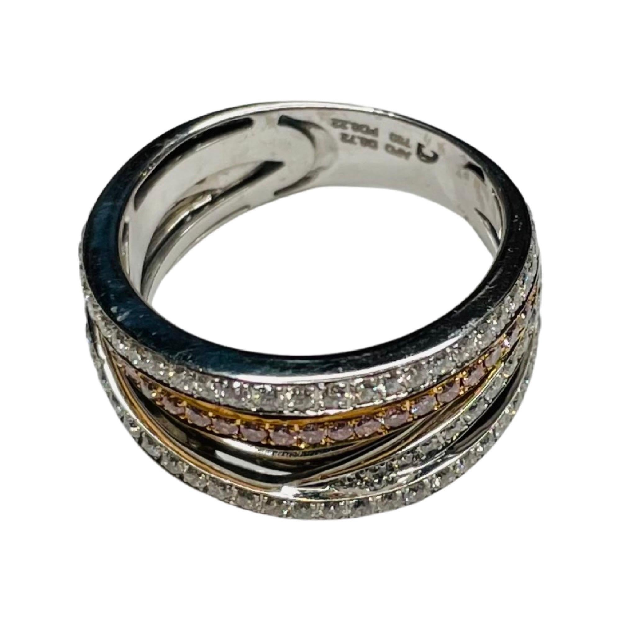 Alan Friedman Bague en or rose 18 carats et or 18 carats avec diamants blancs et roses fantaisie Pour femmes en vente