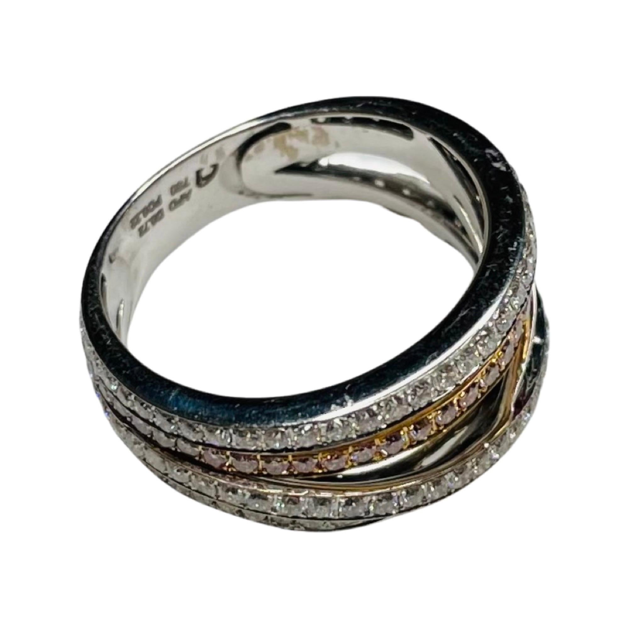 Alan Friedman 18KW & Roségold Ring mit weißen und ausgefallenen rosa Diamanten im Angebot 1
