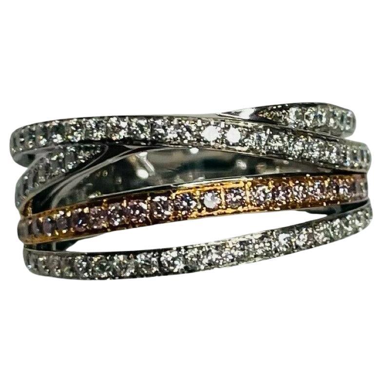 Alan Friedman Bague en or rose 18 carats et or 18 carats avec diamants blancs et roses fantaisie en vente