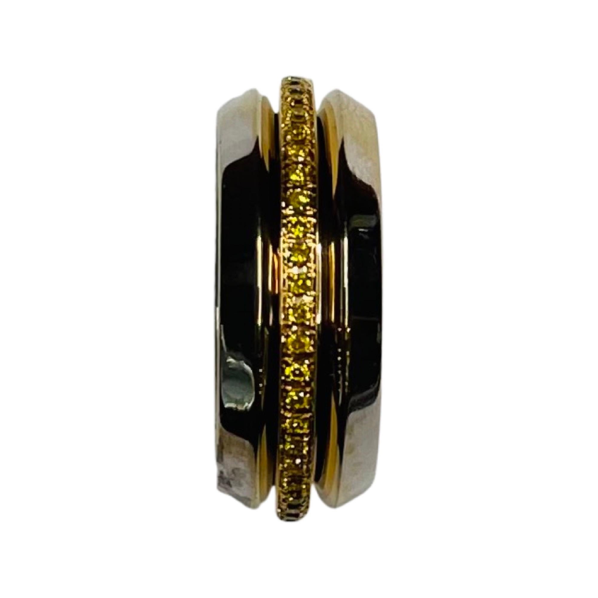 Contemporary Alan Friedman 18KW & Yellow Gold Ring with Fancy Intense Yellow Diamonds For Sale