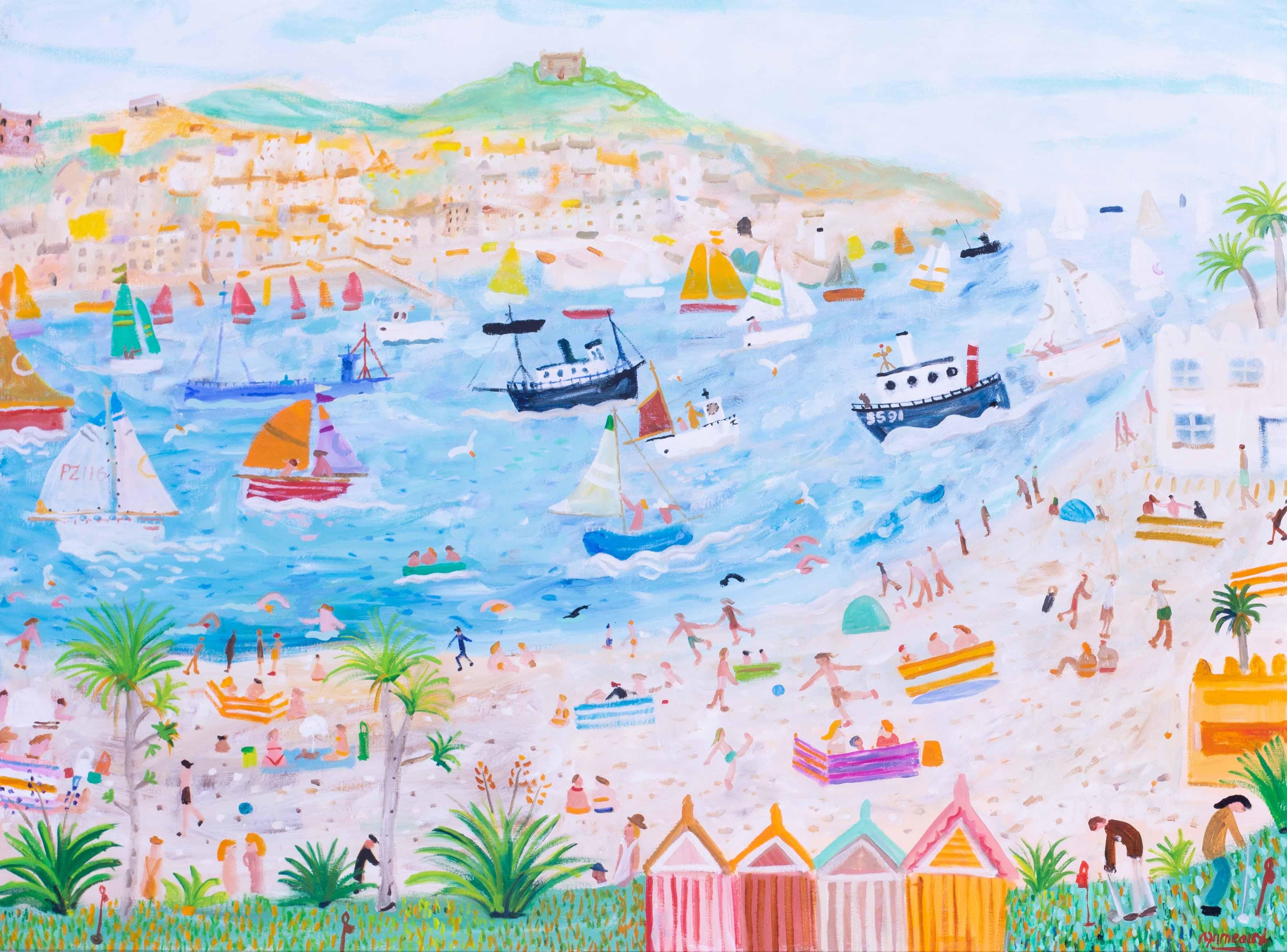 Modern British oil painting by Alan Furneaux of St. Ives beach Cornwall 1