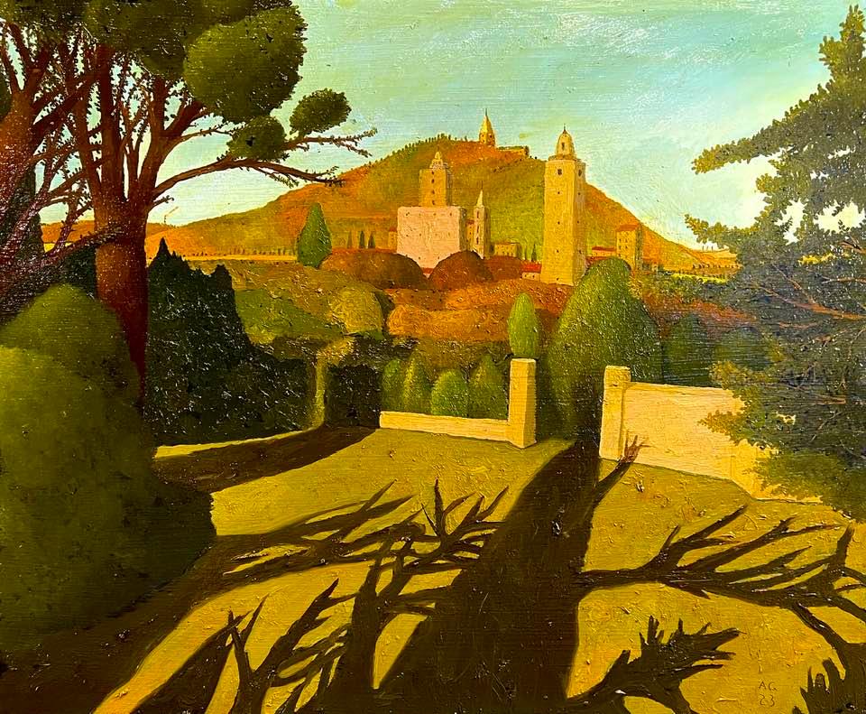 Landscape Painting Alan Gerson - Entrance de village antique