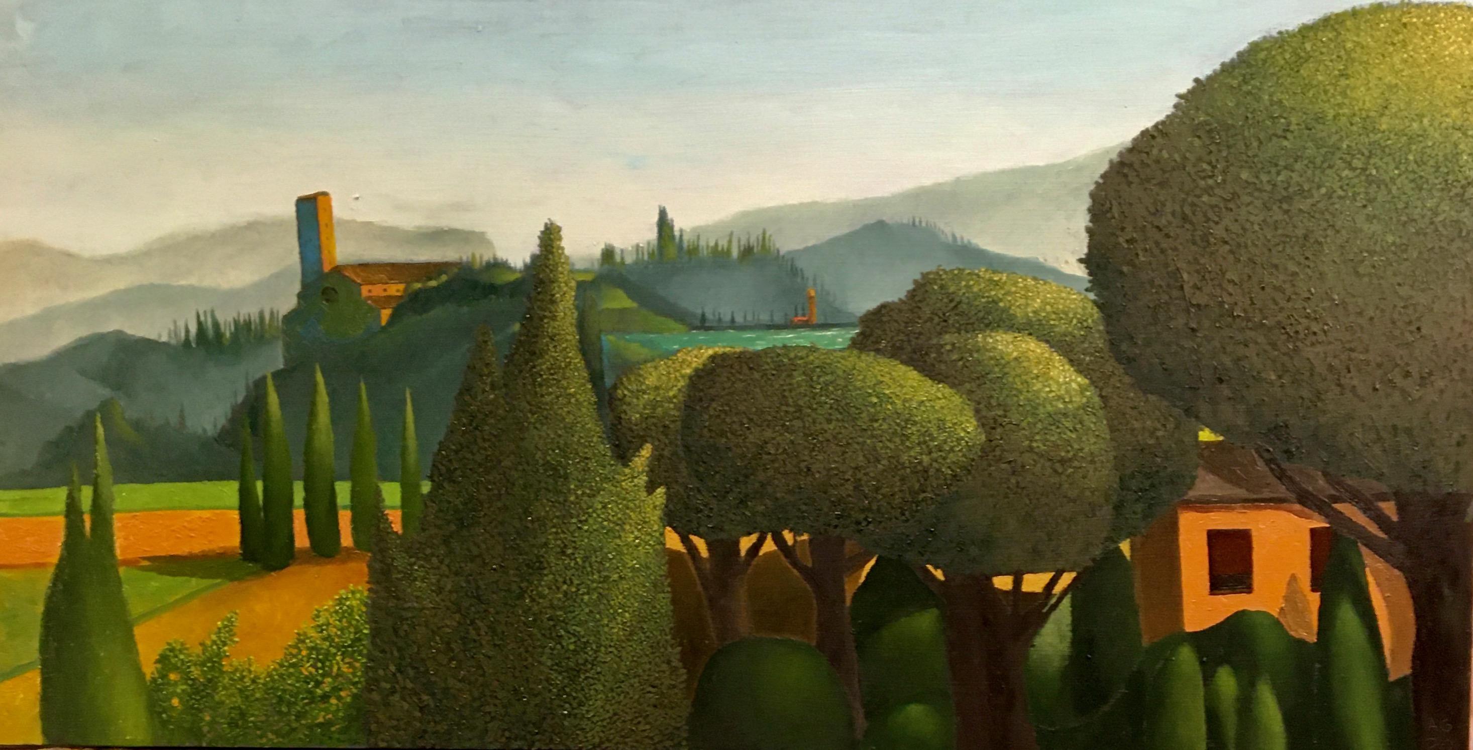 Alan Gerson Landscape Painting - Secluded Villa