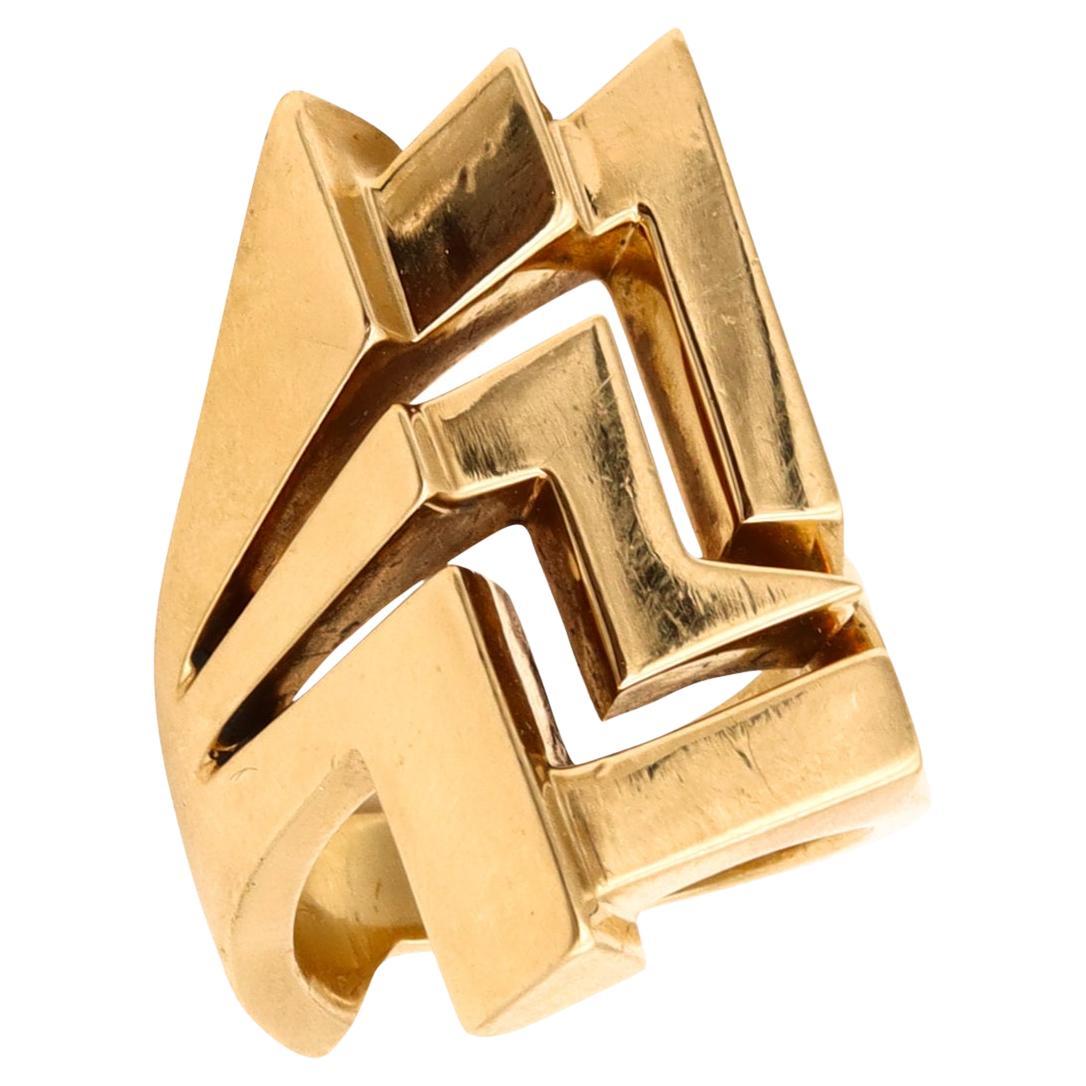 Alan Giovannetti Studios 1970 California Cocktail Ring Solid 18kt Yellow Gold
