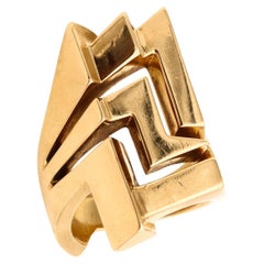 Alan Giovannetti Studios 1970 California Cocktail Ring Solid 18kt Yellow Gold