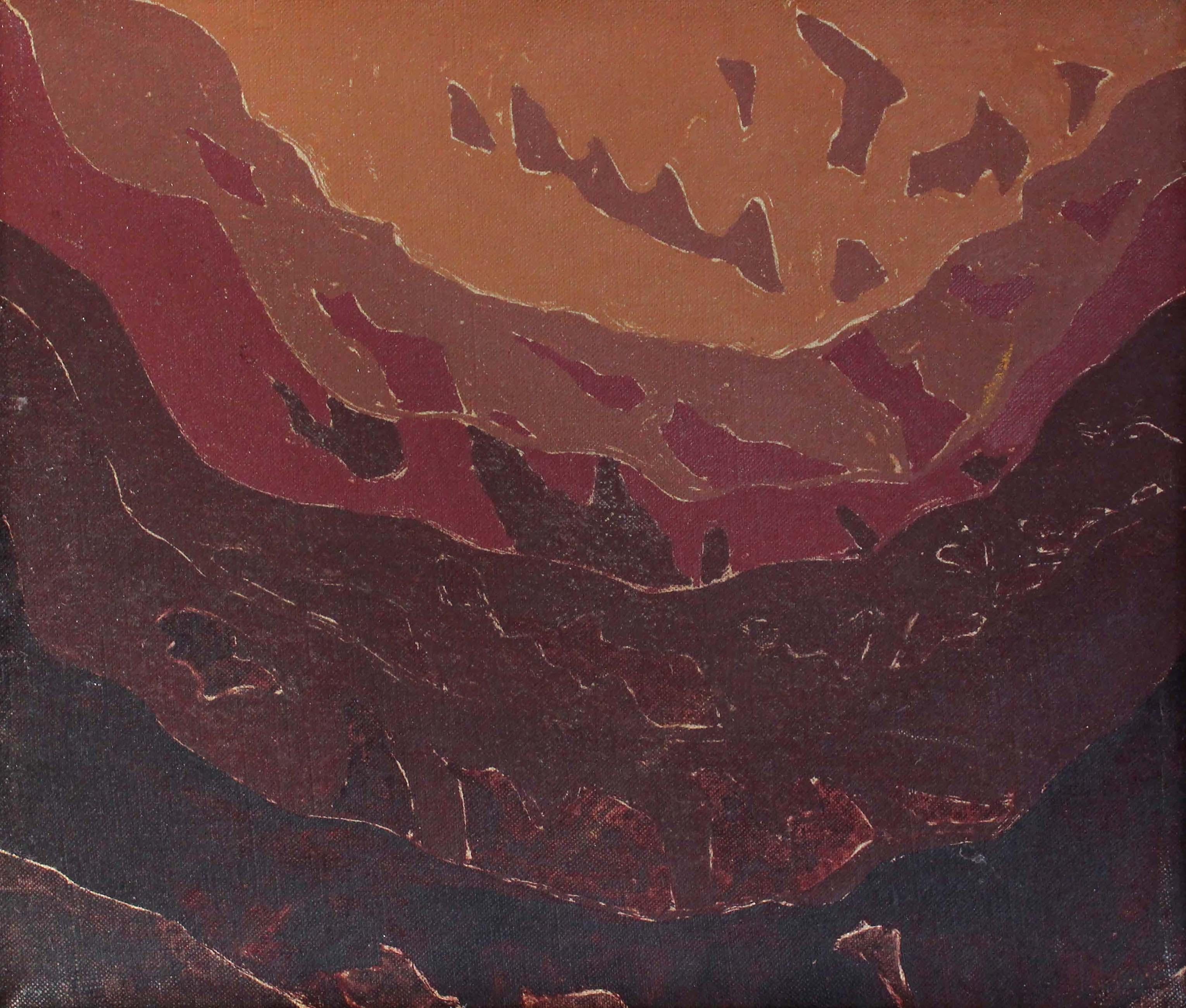 Alan Gussow Öl auf Leinwand, 1975  Abstrakte amerikanische Landschaftsmalerei in Erdtönen im Angebot 2