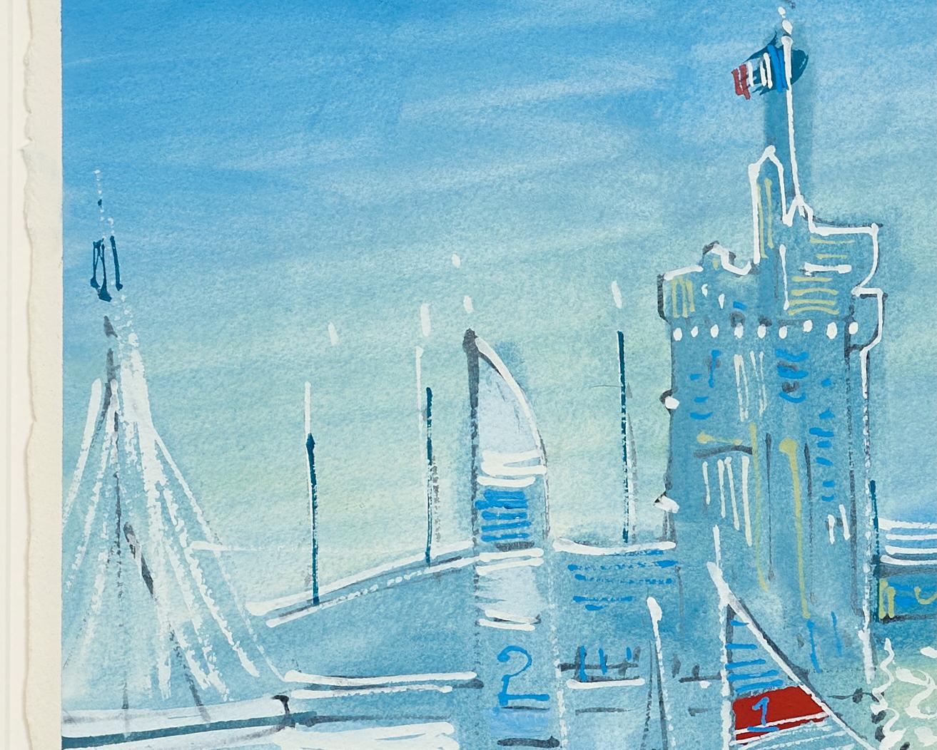 Eingang zum Hafen, la Rochelle Französische Landschaftsmalerei Boote, frankreich im Angebot 1