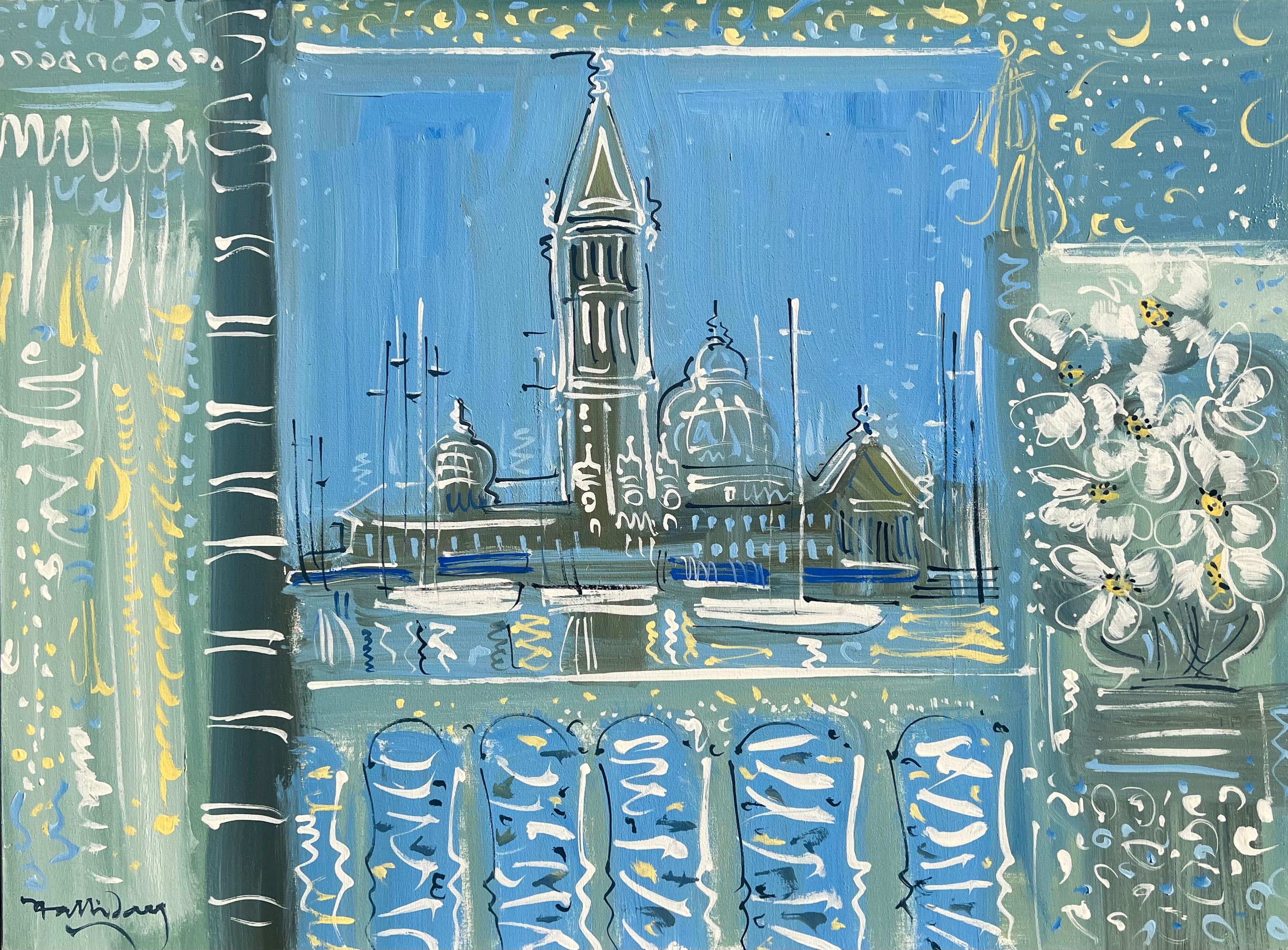 Alan Halliday Interior Painting – From the Daniele, Venice Mediterranean landscape City Scape, Raoul Dufy