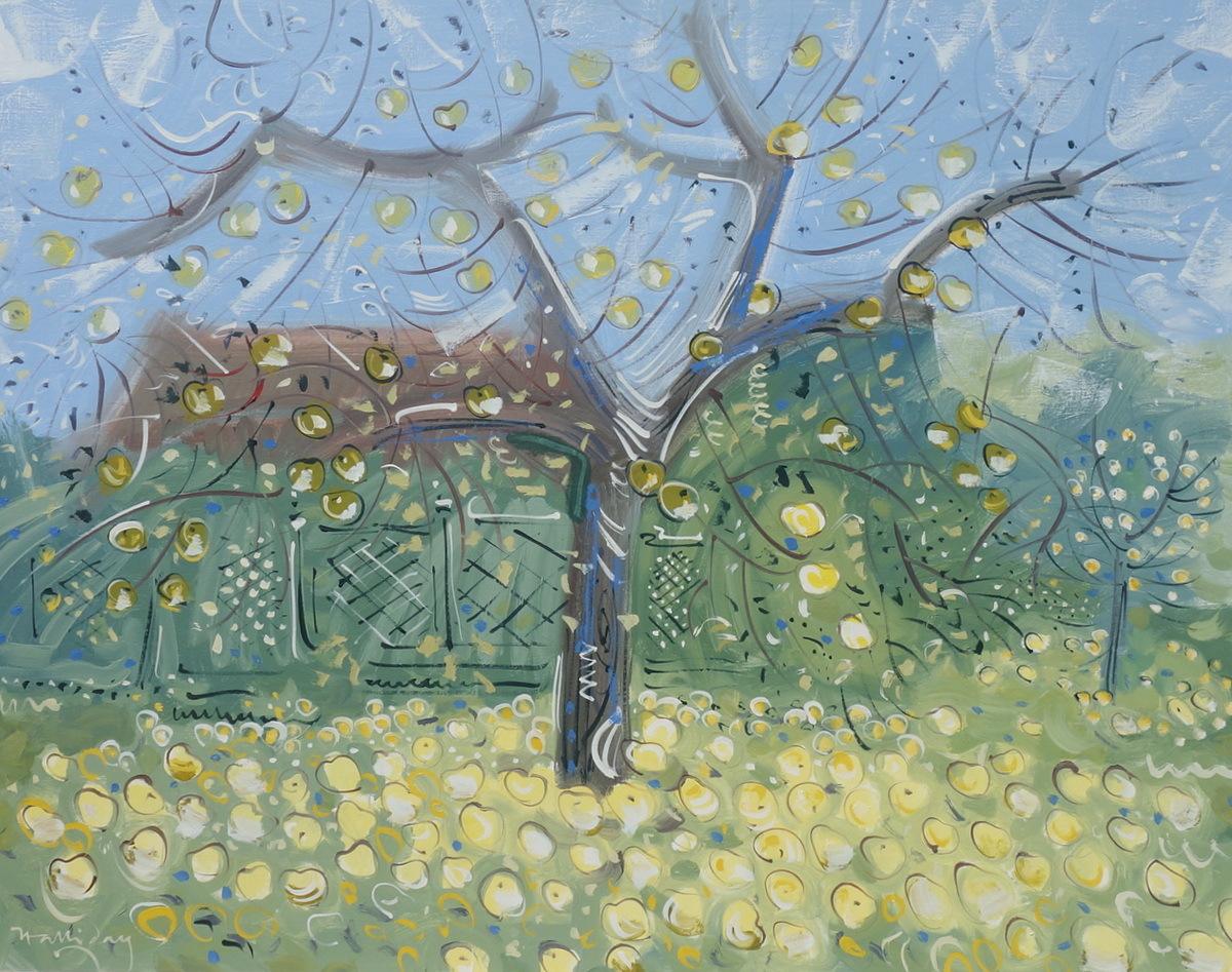 Alan Halliday Landscape Painting - The Golden Apple Tree