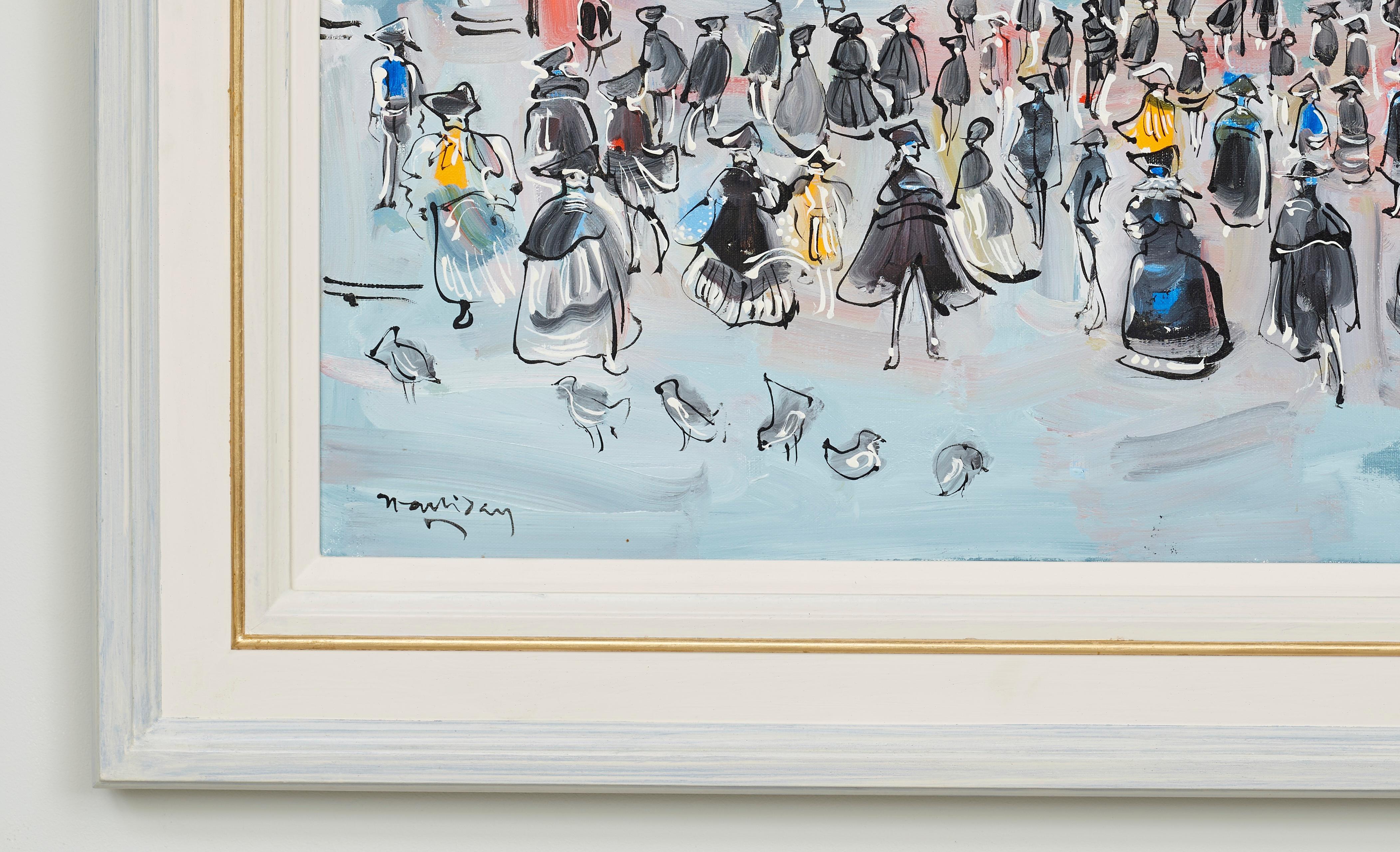 Die Piazza, Karneval Landschaft Figurative Malerei von Venedig, Gebäude, Dufy im Angebot 2