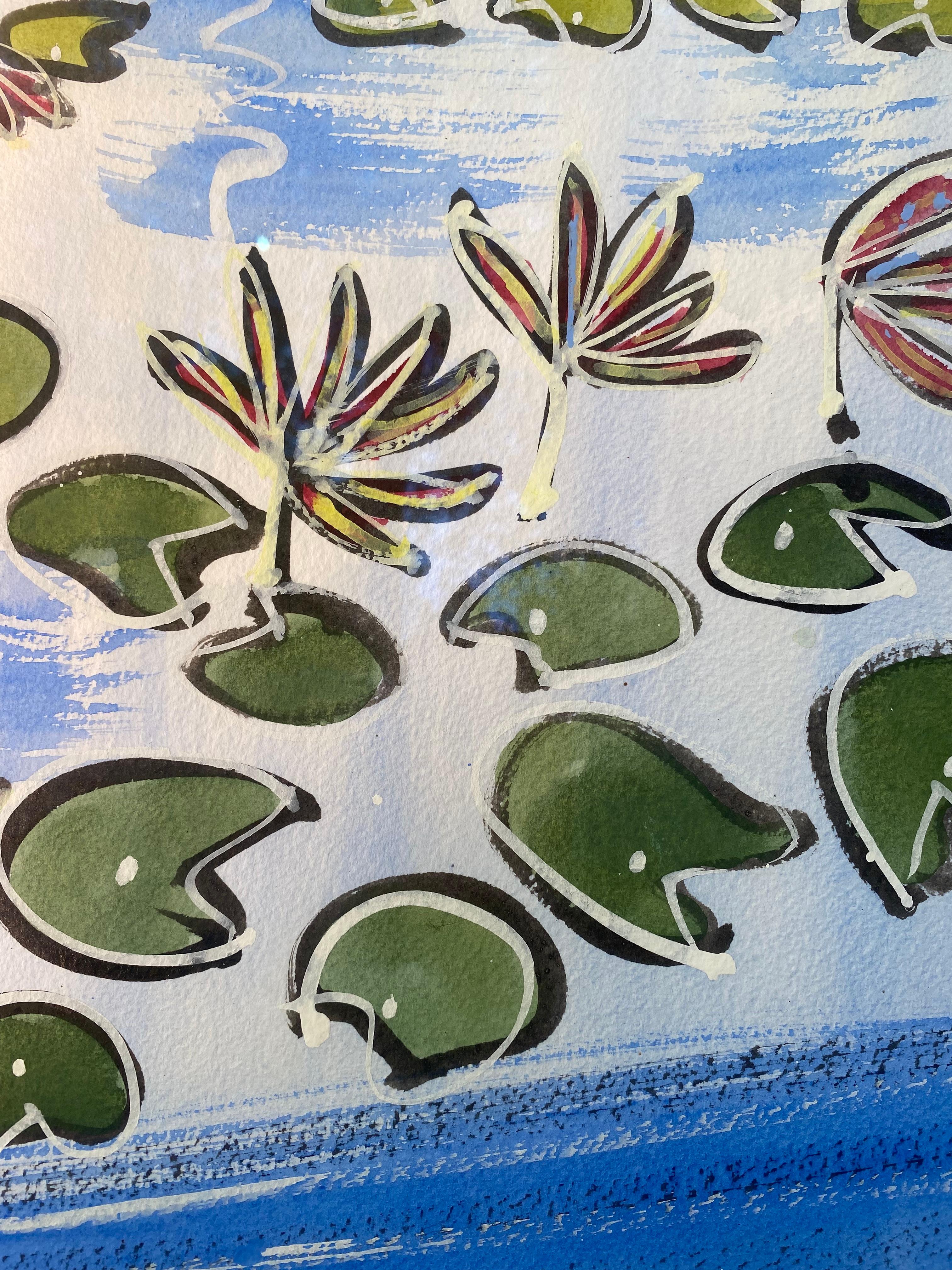 L'étang du Jardin Majorelle, Marrakech Paysage vibrant de plantes et de fleurs en vente 4