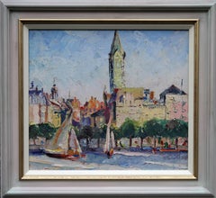 The Alster Hamburg - Scottish 30's Expressionist oil painting riverscape Germany