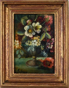 Vintage Floral Still Life - Cup with Cascading Flowers