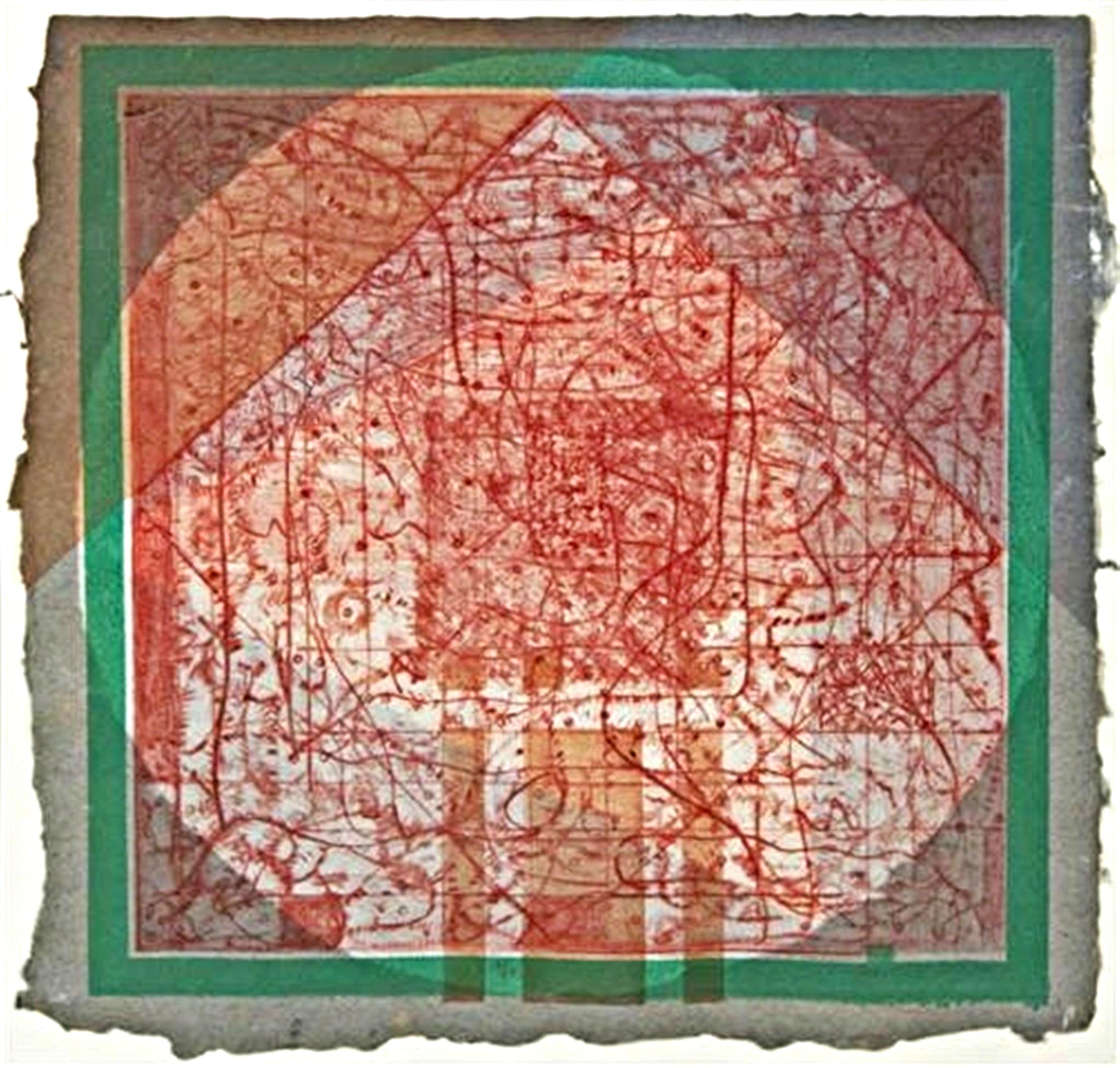 Alan Shields Peace of the Rock, Aquatinta & Siebdruck signiert Signiert/N, Gerahmt (Geometrische Abstraktion), Mixed Media Art, von Alan J. Shields
