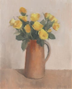 Alan James Thompson (b.1940) - Framed 20th Century Oil, Yellow Roses