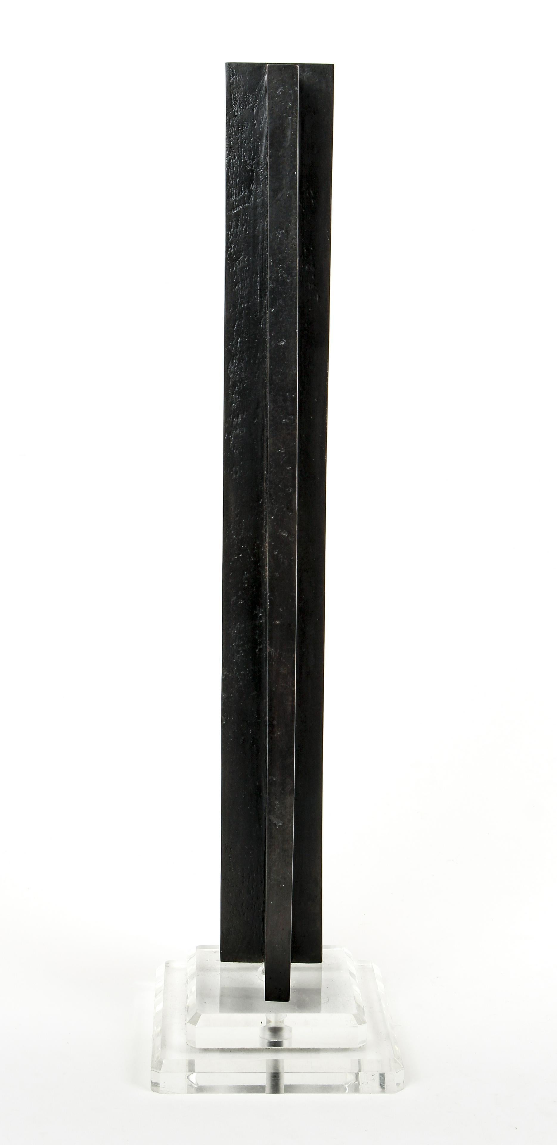 Alan Johnston (Scottish, born 1945), 
Untitled, 1988, cast bronze, edition of 2, cast #2 
Incised A.J. 2/2 88 on underside
Provenance: Jack Tilton Gallery, NY
This is a weighty, solid bronze sculpture mounted to a clear, lucite, acrylic or