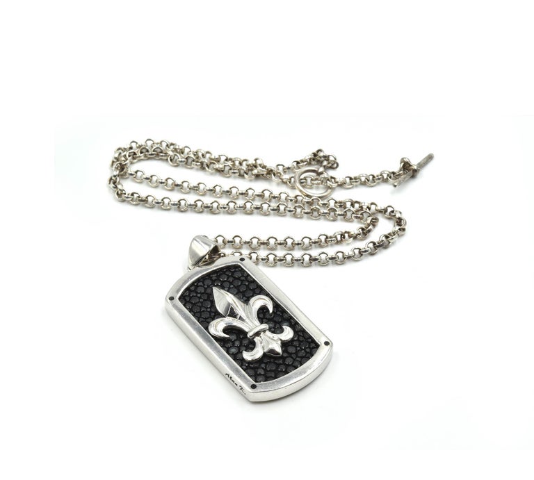 Alan K FleurdeLis Dog Tag Sterling Silver Necklace at 1stDibs alan