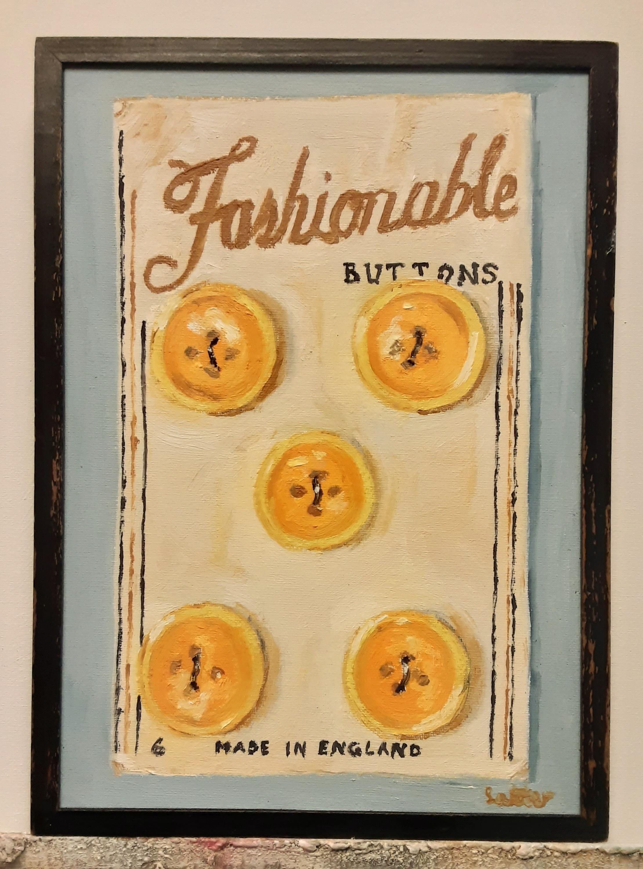 Alan Latter, Fashionable Buttons, Trompe l'ceil still life For Sale 1