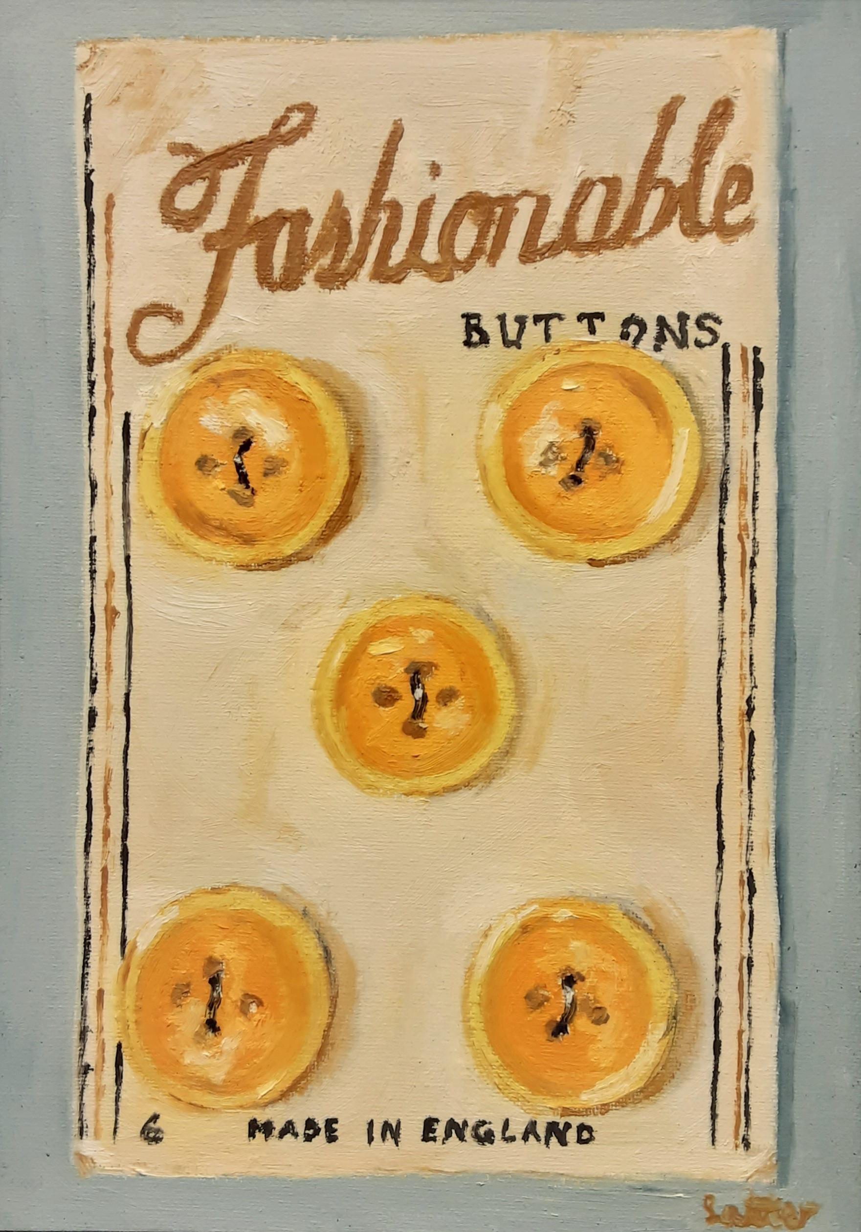 Alan Latter (born 1961)
Fashionable Buttons, a Trompe l'oeil
Signed and dated ‘2021’ verso
Oil on board
10½ x 7½ inches
11 x 7¾ inches

Born in Islington in 1961, Alan Latter's work is influenced by Bloomsbury Group artists Vanessa Bell and Duncan