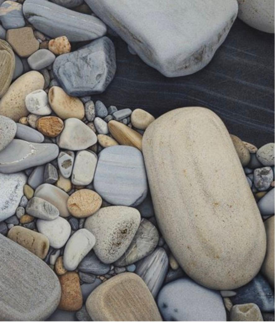 Stones with Red Brick 1982 acrylic on canvas Realism - Large wonderful painting! For Sale 1
