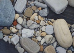 Stones with Red Brick 1982 acrylic on canvas Realism - Large wonderful painting!