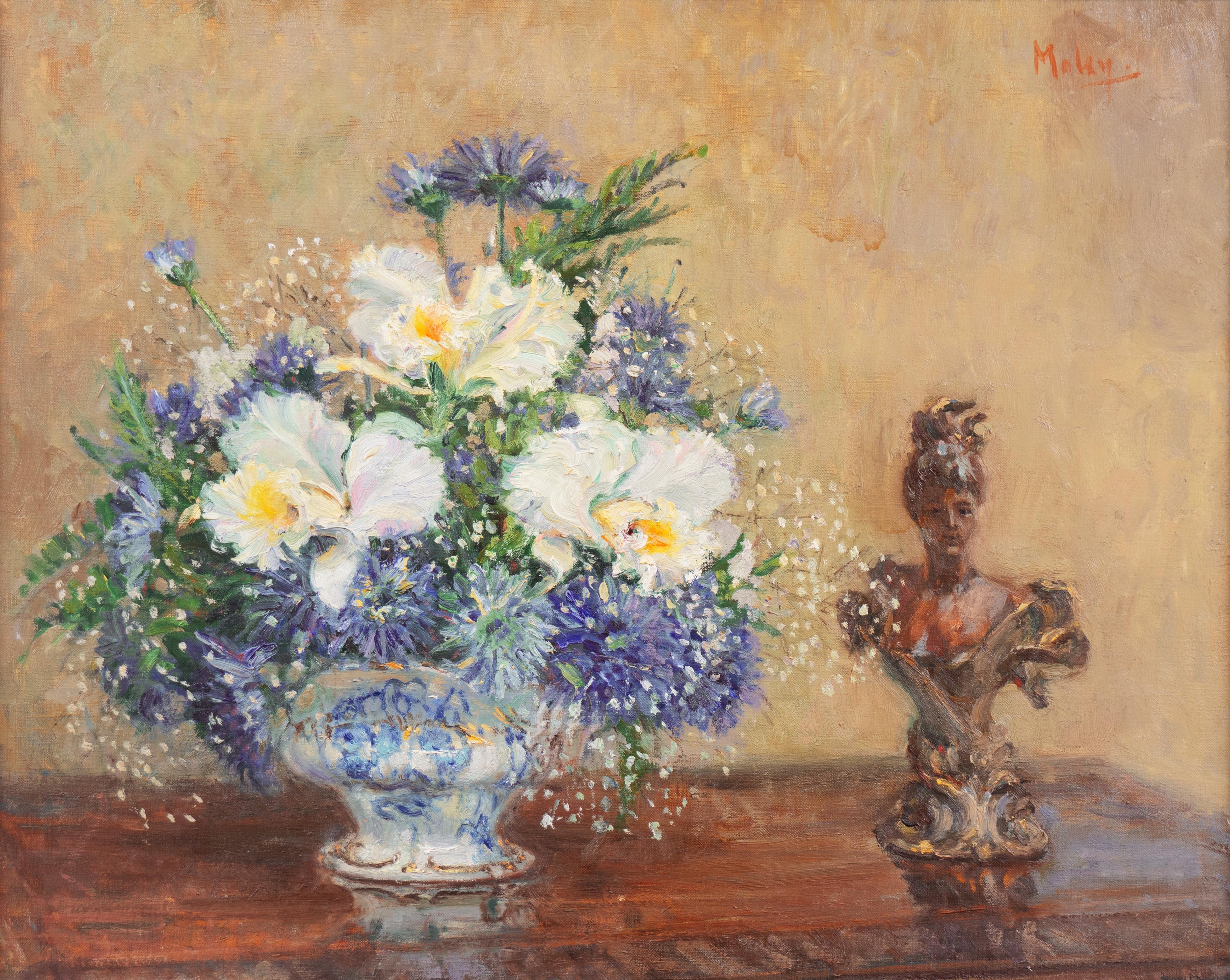 'Irises & Cornflowers', Impressionist Floral Still Life by Oscar Winning Artist  - Painting by Alan Maley