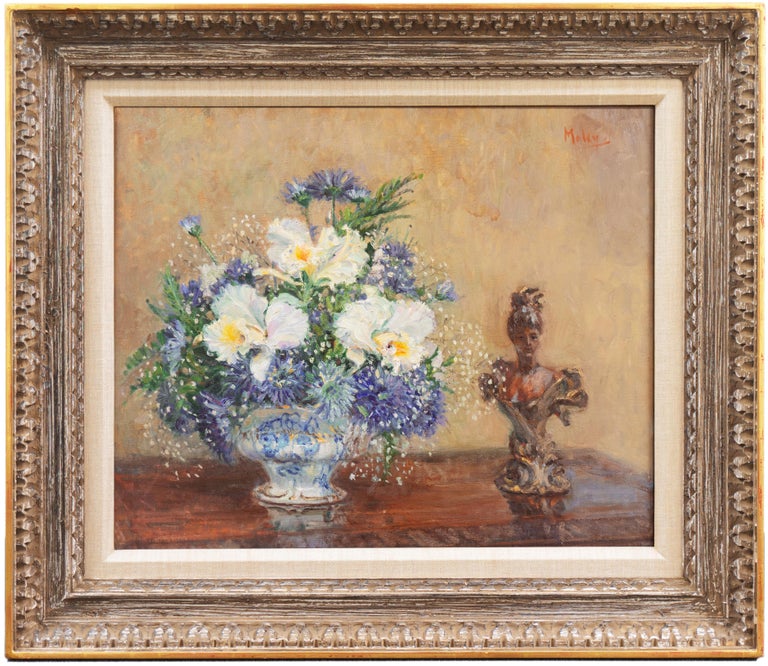 Alan Maley - 'Irises and Cornflowers', Impressionist Floral Still Life ...
