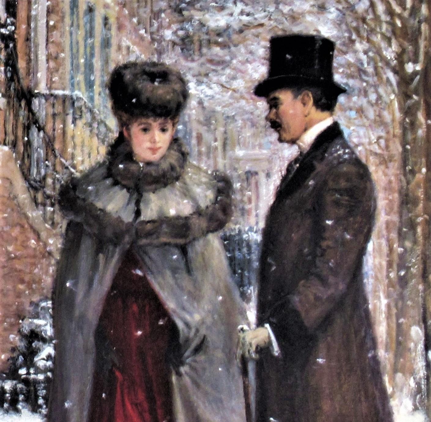 Romance d'hiver - Gris Figurative Print par Alan Maley